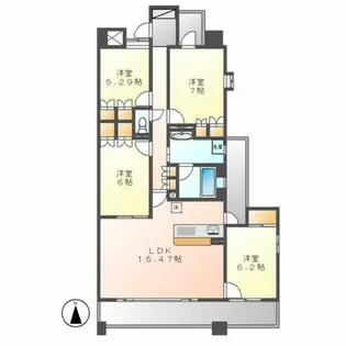 エスティメゾン東白壁【405号室】の間取り