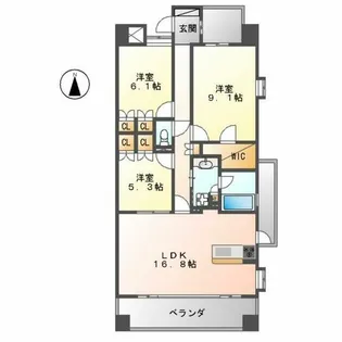 LASANTE東白壁【1102号室】の間取り