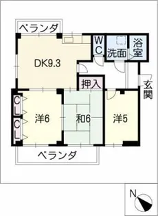 ルネスミドリ【3階】の間取り