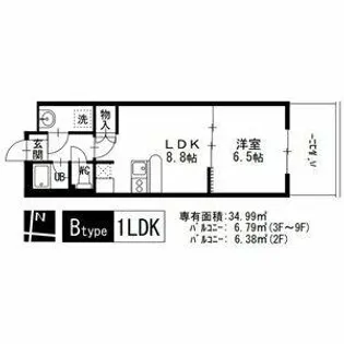 サン・ミズホビル【9階】の間取り