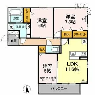 アンダー フォレスト【201号室】の間取り