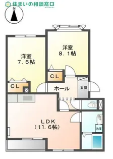 愛知県額田郡幸田町大字相見字相見【アパート】の間取り