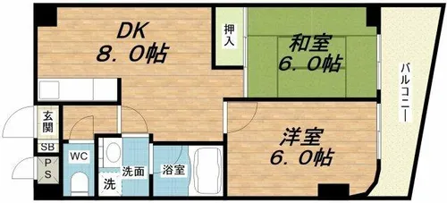 リプレ美章園【2階】の間取り