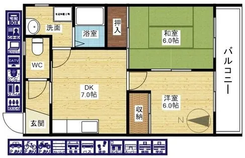 モンリベルテ野中【2階】の間取り