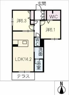 レフィシア城南【1階】の間取り