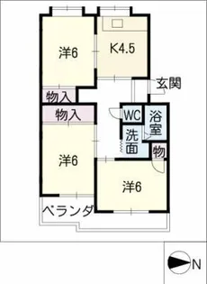 ハイツしらい【1階】の間取り