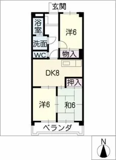 サンタウン篭山【3階】の間取り