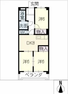 サンタウン篭山【3階】の間取り