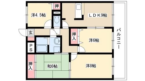 ガーデン山内【601号室】の間取り