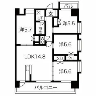 ヒルクレスト千早65【806号室】の間取り