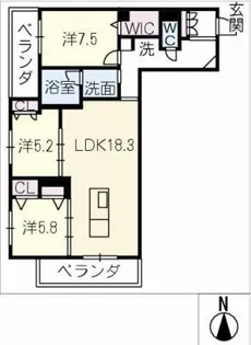 ウィステリア・ステージ真栄【2階】の間取り