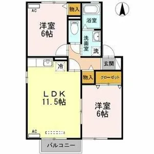 セジュールスール【2階】の間取り