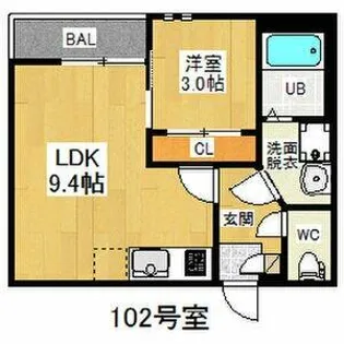 GRANDTIC庄内緑地公園【102号室】の間取り
