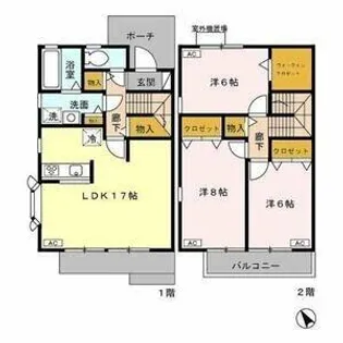 愛知県名古屋市千種区園山町2丁目【テラスハウス】の間取り