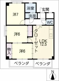 池洞マンション 南棟【4階】の間取り