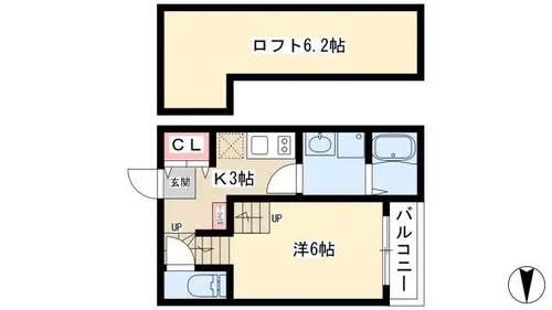 ステータス名駅西【2階】の間取り