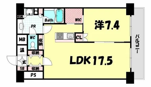 レジディア神戸磯上【14階】の間取り