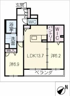 シャーメゾンArtsy【2階】の間取り