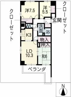 茶屋ヶ坂パークマンション【7階】の間取り
