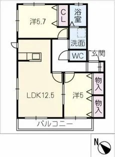 パナハイツクォーレA【2階】の間取り