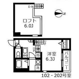 ハーモニーテラス西日置【202号室】の間取り
