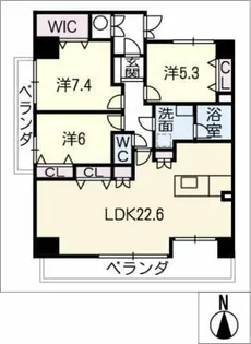 シティライフ中区正木 701号【7階】の間取り
