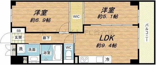 パラファーレ・玉造【7階】の間取り