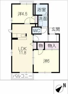 パピヨン寺本B棟【1階】の間取り