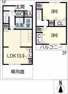 愛知県稲沢市平和町下起中【タウンハウス】の間取り