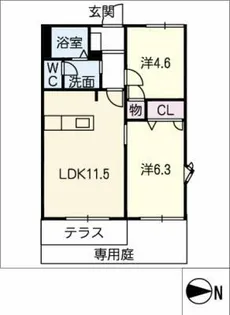 サニーきたじま A棟【1階】の間取り