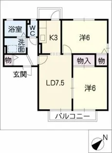 2LDKの間取り画像