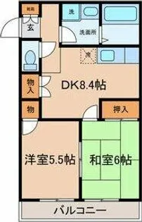 ユーハイツパーシモン【2階】の間取り