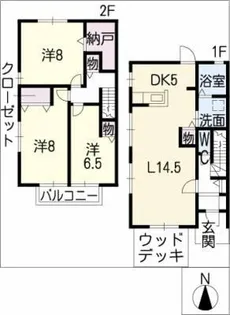 トークヴィレッジⅤA棟【2階】の間取り