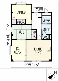クィーンハイツ滝の水【2階】の間取り