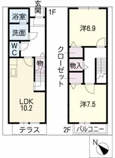 グレイストウフジ滝ノ水B棟【2階】の間取り