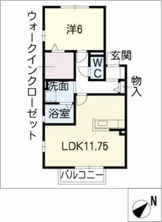 G FLAT 鳴海【1階】の間取り