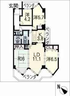 バンベール明大寺205号【2階】の間取り