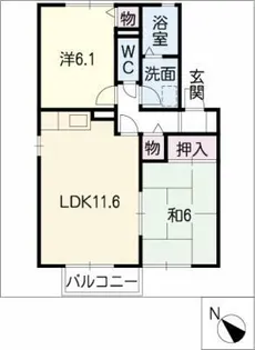 シャトレー富貴ノ台B棟【2階】の間取り