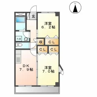 ニュールック岩崎Ⅲ【2階】の間取り