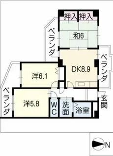 リバーパーク小田井【7階】の間取り