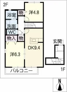 シャルマン見寄B【2階】の間取り