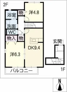 シャルマン見寄B【2階】の間取り