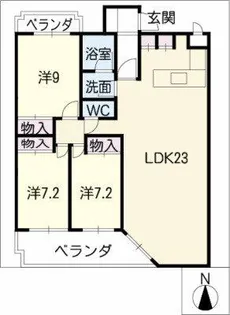 ヒルズ春山【102号室】の間取り