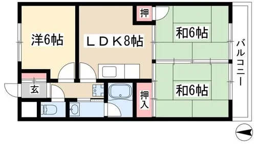 グリーンハイツ平針I【303号室】の間取り