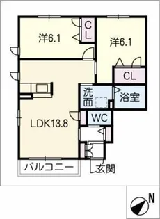 バトーエメロード A棟【1階】の間取り