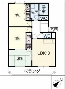 サンハイツ如意申【3階】の間取り