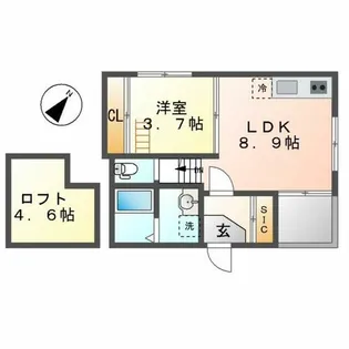 ハーモニーテラス志賀町Ⅸ【302号室】の間取り