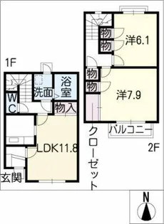 愛知県知多市大草字東屋敷【テラスハウス】の間取り