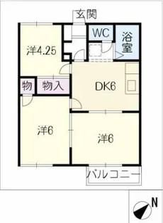 グランドハイツ富貴【1階】の間取り