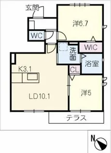 ユアメゾン楽田B【1階】の間取り